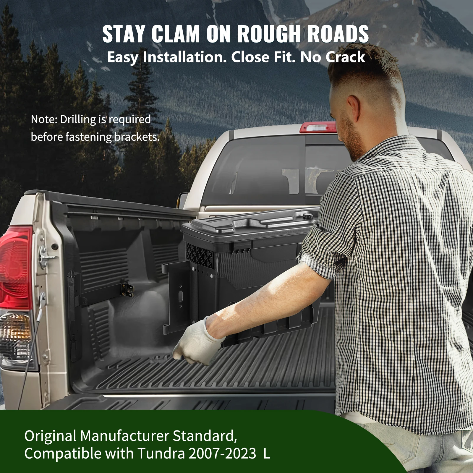 SucceBuy Truck Bed Storage Box Lockable Lid Waterproof ABS Wheel Well Tool Box 6.6 Gal with Password Padlock Fit for Driver Side