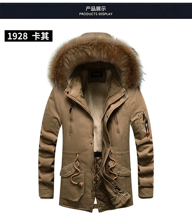 Men Thick Warm Winter Jackets Men's Clothing Top Long Fleece Parkas Man Parka Plus Size Casual Fashion Outwear Stand Colar Coats