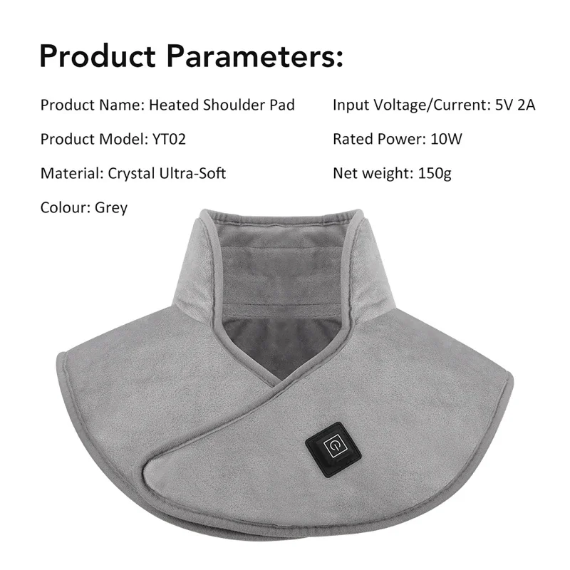 Heating Electric Shoulder Neck Pad Massager Three Gear Hot Compress Cervical Shawl Warmer USB Relax Brace for Shoulder Neck Back