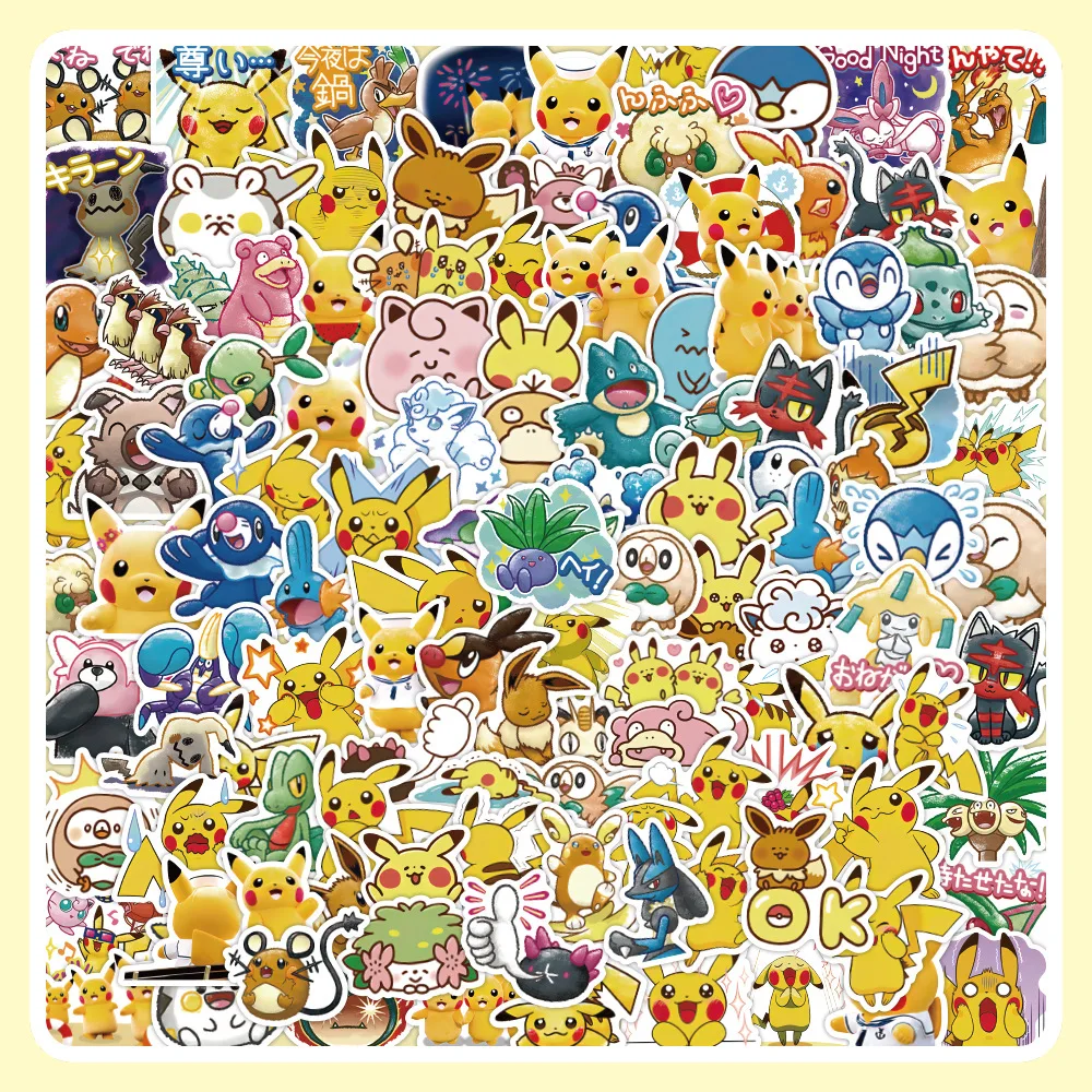 2023 Nuovi Adesivi Pokemon 120 Cute Pikachu Notebook Notebook Notebook Adesivi Fai Da Te Decorazione Skateboard Kawaii Anime