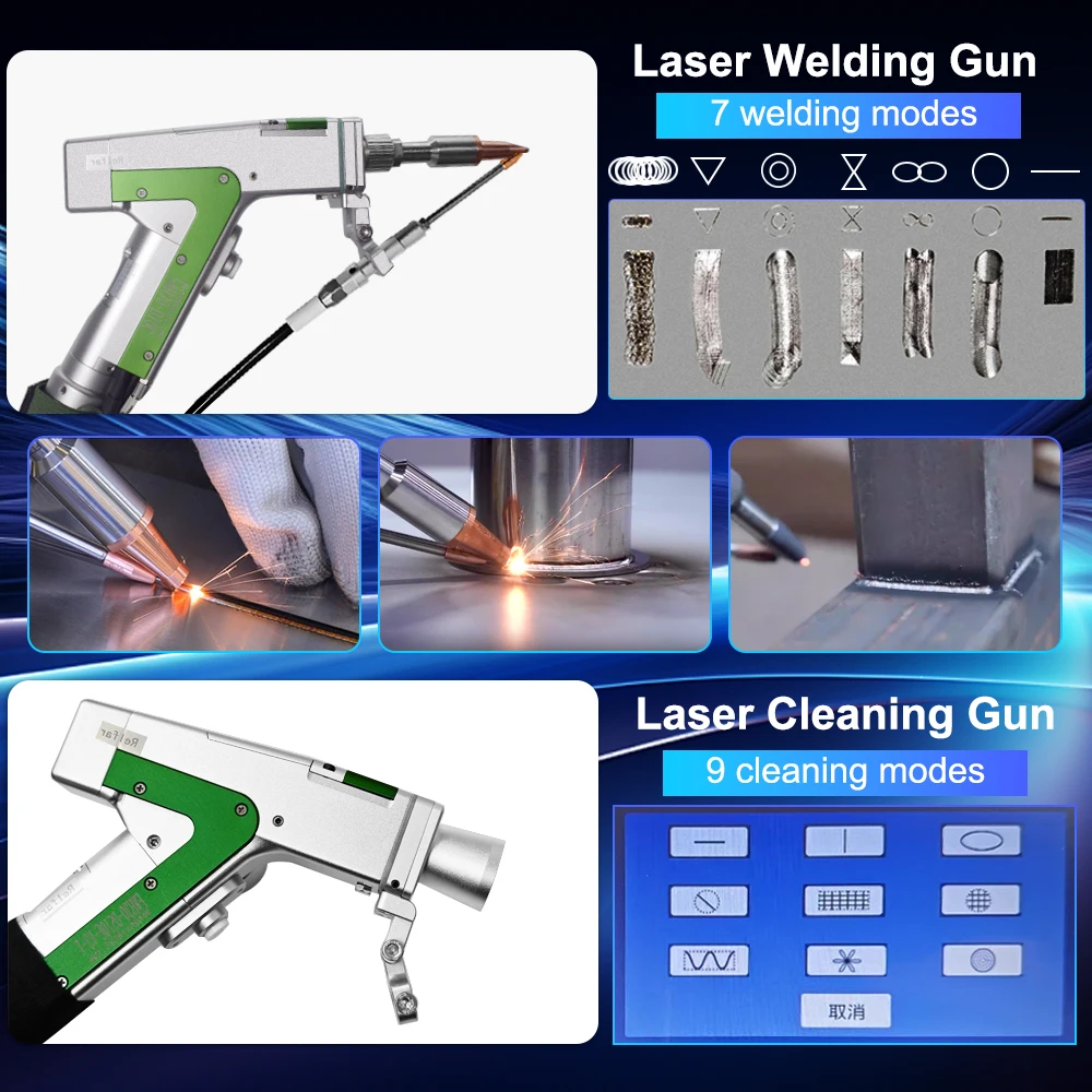 1500W Raycus Relfar Handheld Laser Welder 4-IN-1 Fiber Laser Welding Cleaning Cutting Machine Single/Double Pendulum for Metal