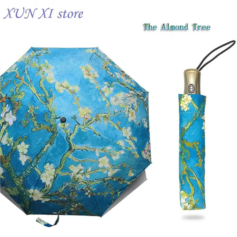 

2024 брендовый складной зонт, Женские ветрозащитные зонты, Ван Гог, масляная живопись, зонтик от дождя, женские качественные Зонты