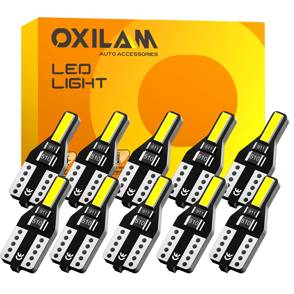 

OXILAM 10Pcs 194 168 T10 2825 W5W LED Bulb 12V Car Interior Light Bulb 6000K White 7020 SMD Auto Interior LED T10 Mini Size 1:1