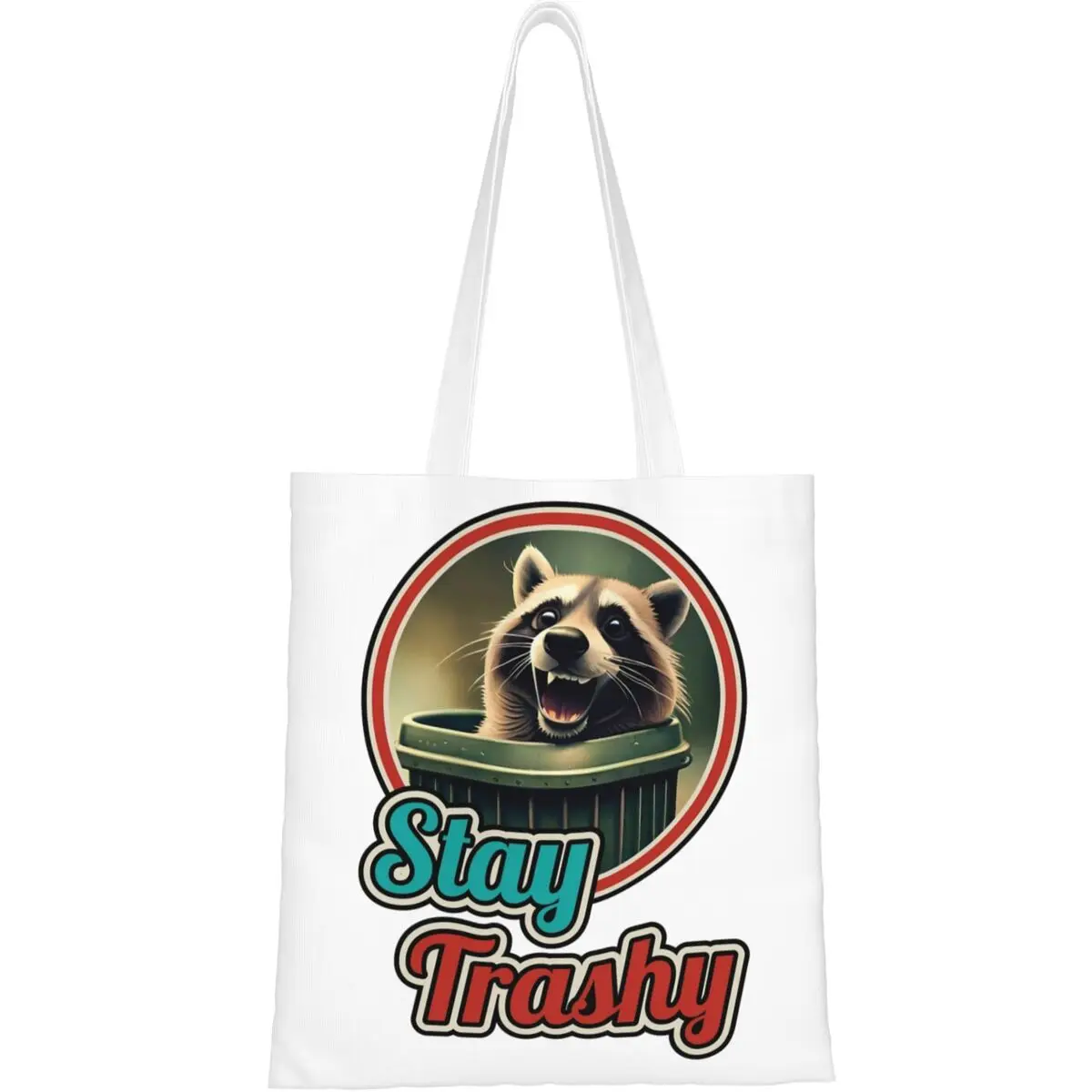 

Stay Trashy Funny Happy Raccoon Lover Merch Canvas Tote Bag for Women Daily Garbage Trash Raccoons Grocery Bags