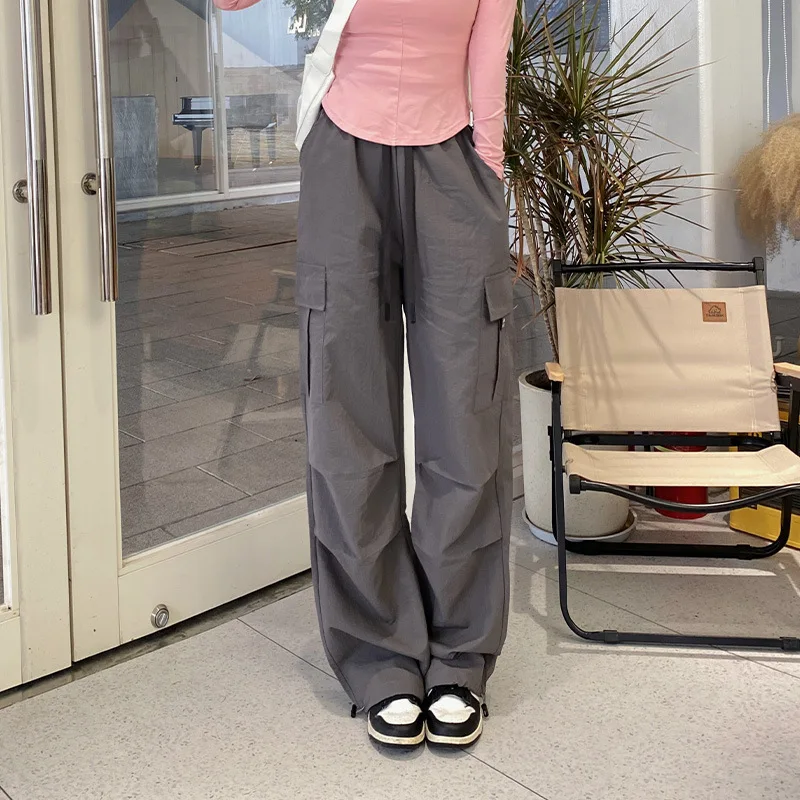High-waisted Overalls Women's Summer New Drawstring Wide Legs Loose Slim Slim Casual Mopping Trousers