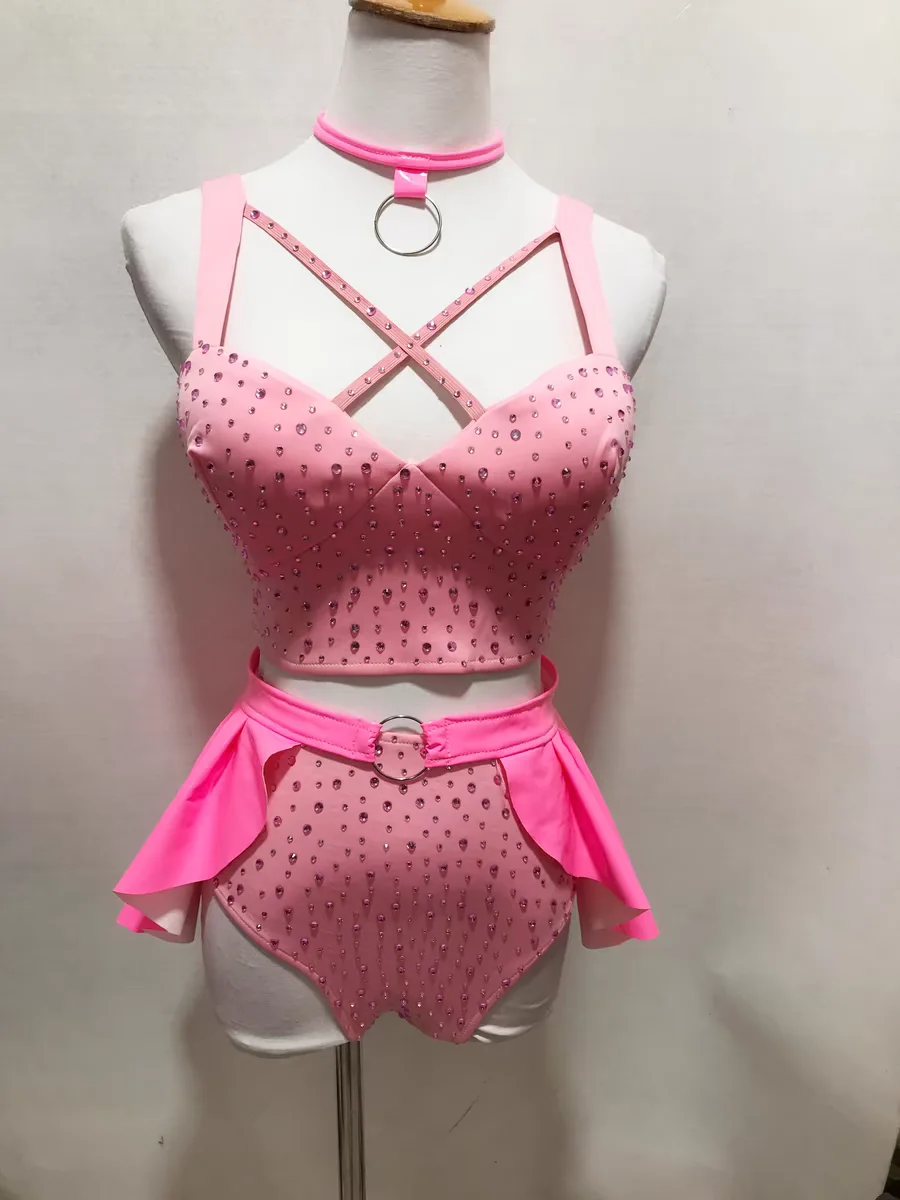 Pink performance costume detail