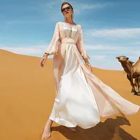 Abayas musulmanes pour femmes, robe indienne de Dubaï, ensemble deux pièces, robe brodée, longue robe marocaine, mode musulmane, luxe abordable 3