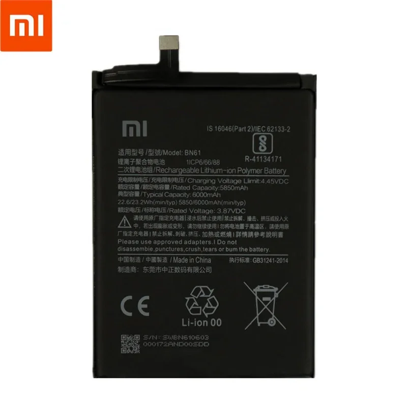 100% Original Xiao Mi Battery BN61 6000mAh For Xiaomi Pocophone X3 Poco X3 Bateria Mobile Phone Replacement Batteries Free Tools