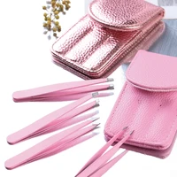 Stainless Steel Eyebrow Tweezers Point Tip/Slant Tip/Flat Tip Hair Removal Makeup Tool Kits With Bag 2