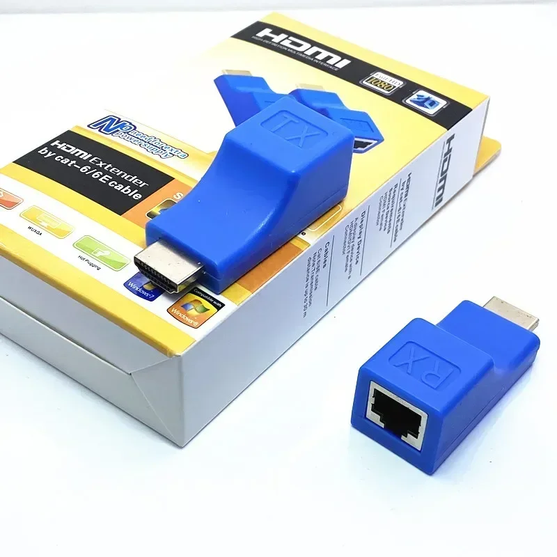 1 Pair HDMI Over CAT5/CAT6 Extender - Convert HDMI To RJ45 Network Cable To Extend Your Signal
