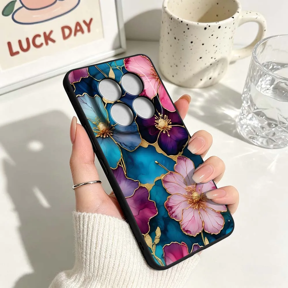 Elegant Black Soft Cover with Floral Butterfly Design Phone Case
