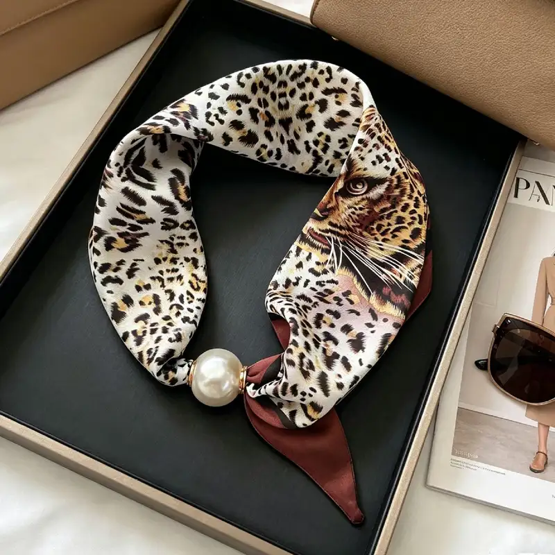Elegant Chic Pearl Stripe Scarfs Women Fashion Convenient Magnetic Buckle Scarf Pearl Tail Artistic Accessory Neck Wrap Scarves - Image 18