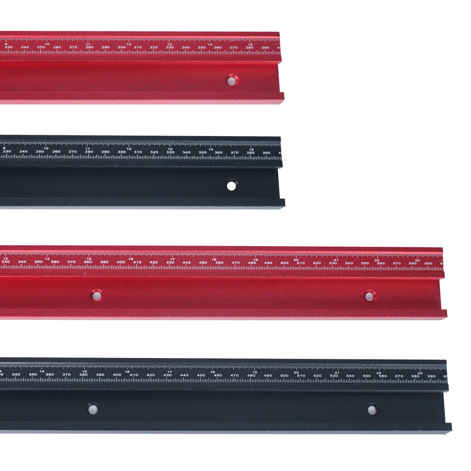 1 Stück T-Schiene 45 Rutsche mit mm/Zoll-Skala Legierung rote T-Schienen Schlitz Gehrungsschiene 40 cm Holzbearbeitung Sägetisch Werkbank DIY-Werkzeuge – Detail 3