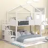 Creative Kids Mini Loft Bed with Storage Stairs & Play Area House Bunk Beds 1