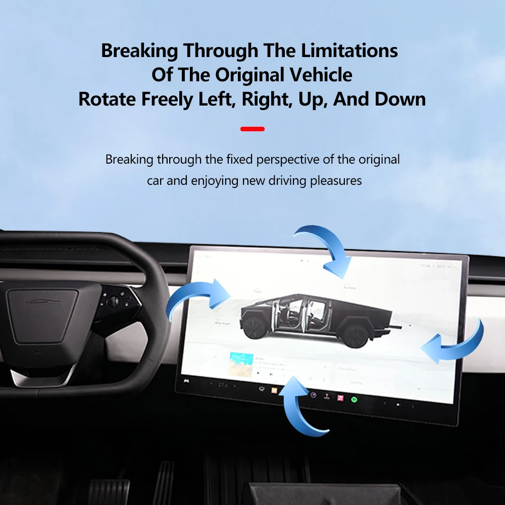 Screen Swivel Mount For Tesla Cybertruck Screen Rotating Bracket 4 Way Adjustment Center Console Display Monitor Rotate Holder