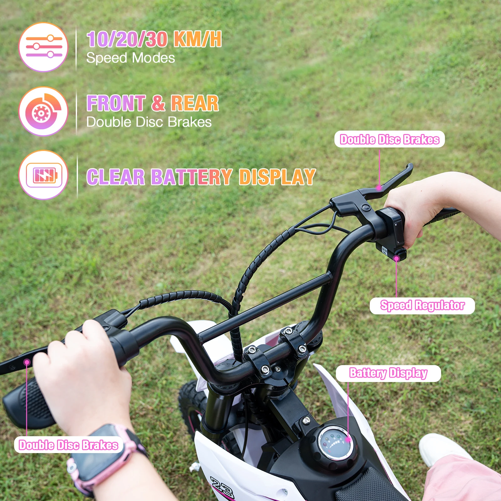 EVERCROSS EV65M Electric Dirt Bike,800W Electric Motorcycle,19MPH & 12.4 Miles Long-Range,3-Speed Modes Motorcycle for Teenagers