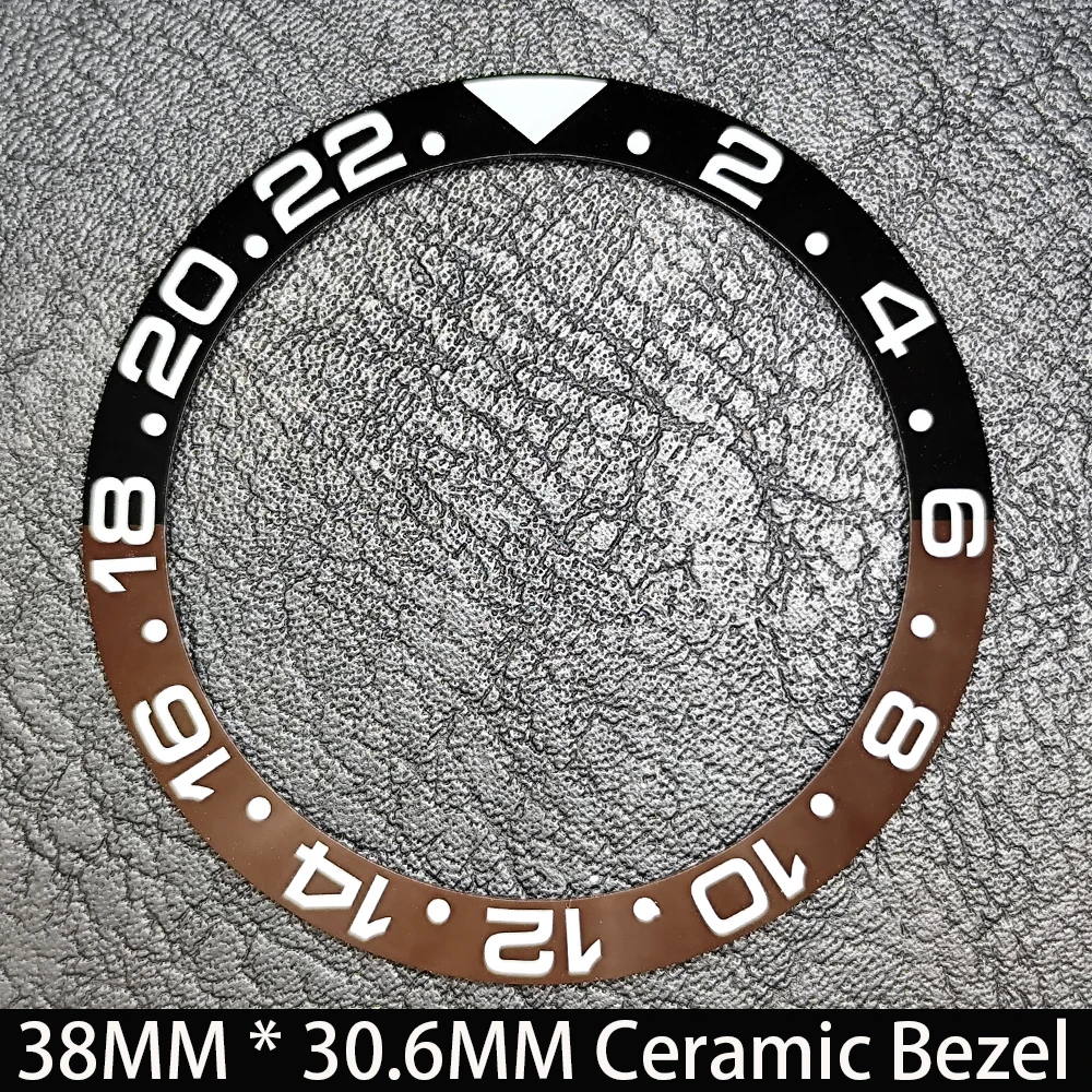 Elegant Blue Luminous Bezel GMT and Diving Watch Insert, Sloping 38mm x 30.6mm Ceramic/Aluminum