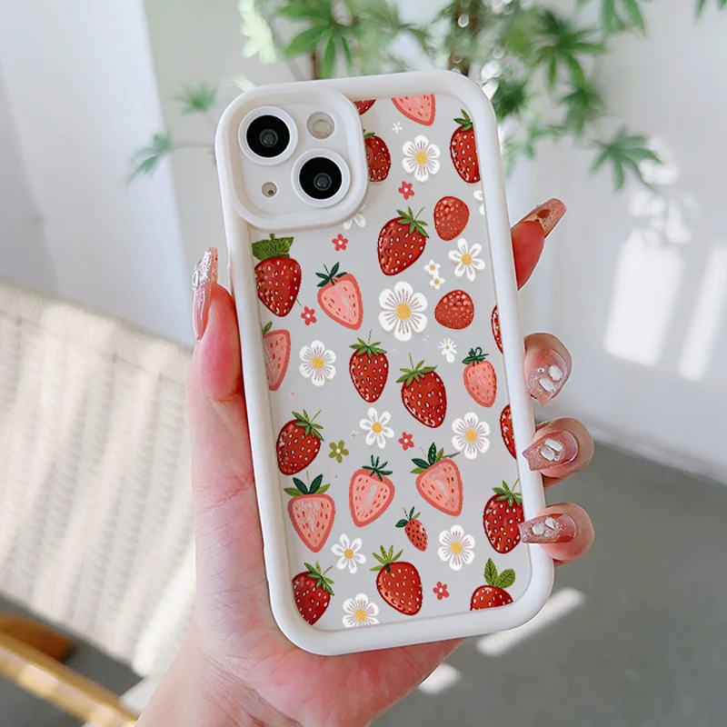 Cherry Strawberry Fruit Silicone Phone Case Cover