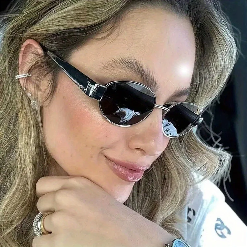 Retro Steampunk Sunglasses Vintage Women's Metal Oval Sunglasses Ladies Classic UV400 Sunscreen Eyewear