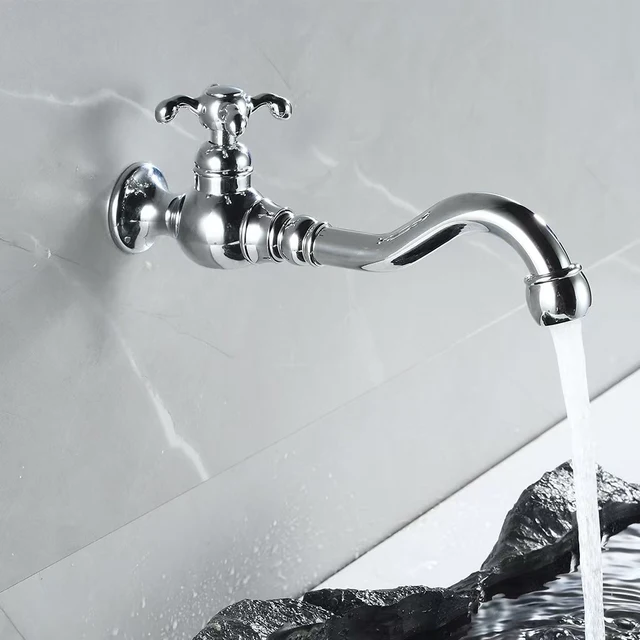 ก๊อกน้ำเย็นเดี่ยวติดผนังสำหรับใช้งานกลางแจ้ง, ก๊อกน้ำอ่างล้างจานติดผนังสีบรอนซ์, ก๊อกน้ำแบบหมุนได้ 6