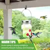 Garden Hummingbird Feeder Small Top Fill Mason Jar With Flower Ports Mason Jar Bird Dish Feeder Garden Decoration For Window And 3