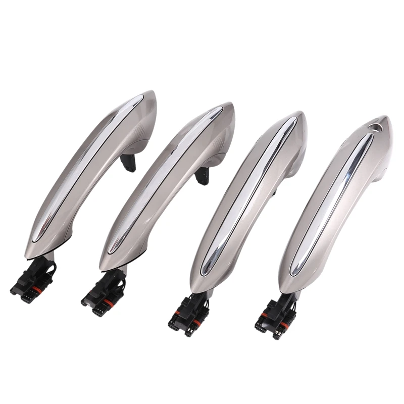 

4X Champagne Outer Exterior Door Handle Set With Light For -BMW 5 6 7 Series F07 F10 F11 F06 F12 F13 F01 F02