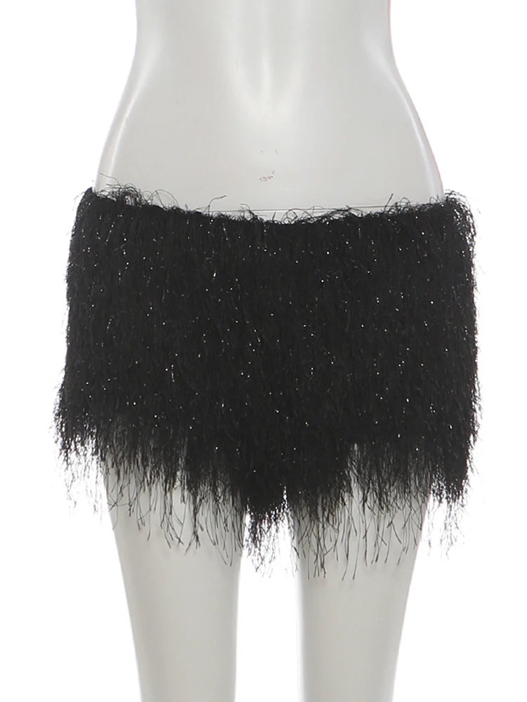 Nibber Party 2 Piece Set Women Jacquard Full Sleeve O-Neck Bodysuits+Tassel Shiny Threads Shorts Chic Sexy Fashion Club Suits