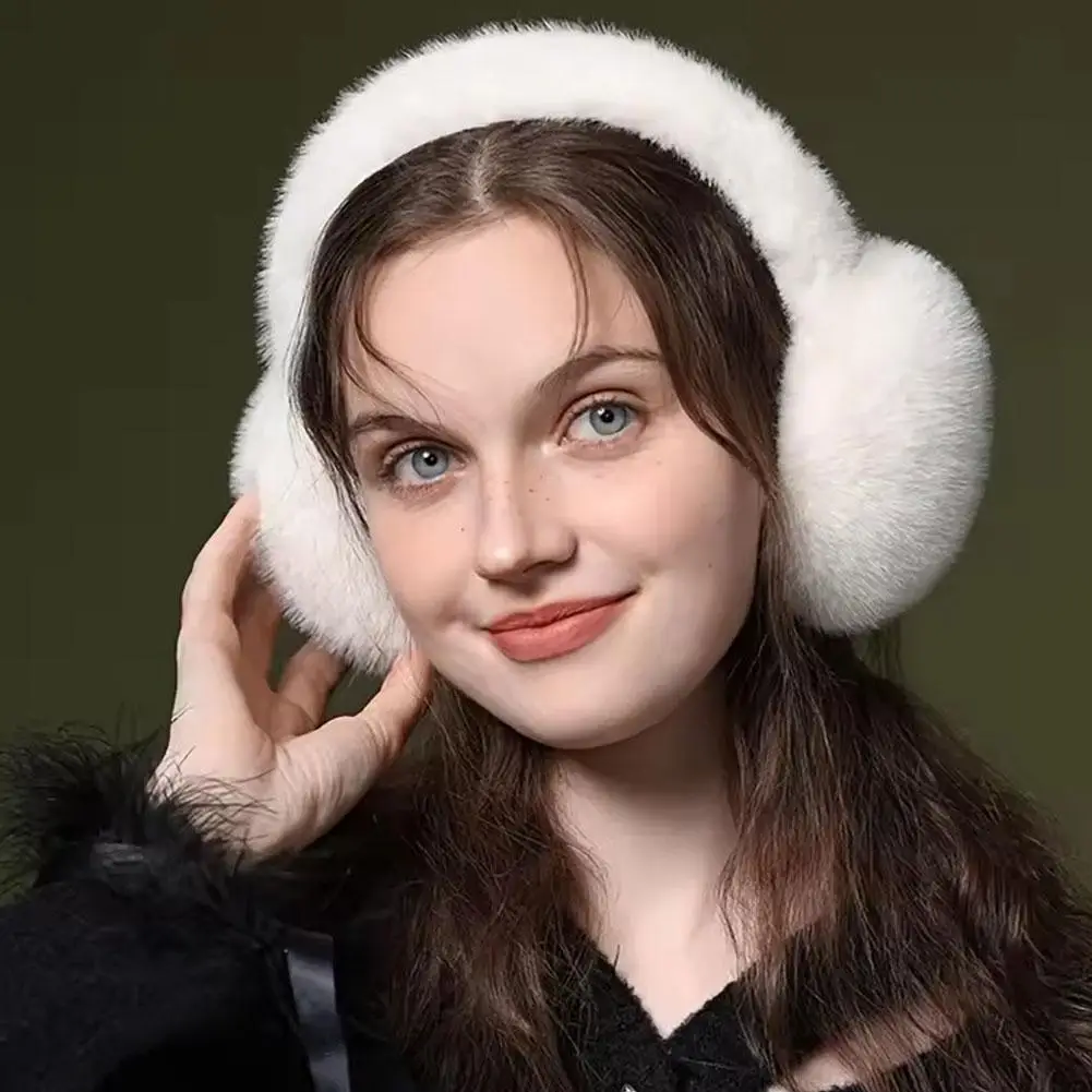 Earmuffs Fashion Winter Warm Fluffy Ear Muff for Women Soft Plush Earmuffs Girls Boys Cold Weather Ear Warmer Foldable Earflaps