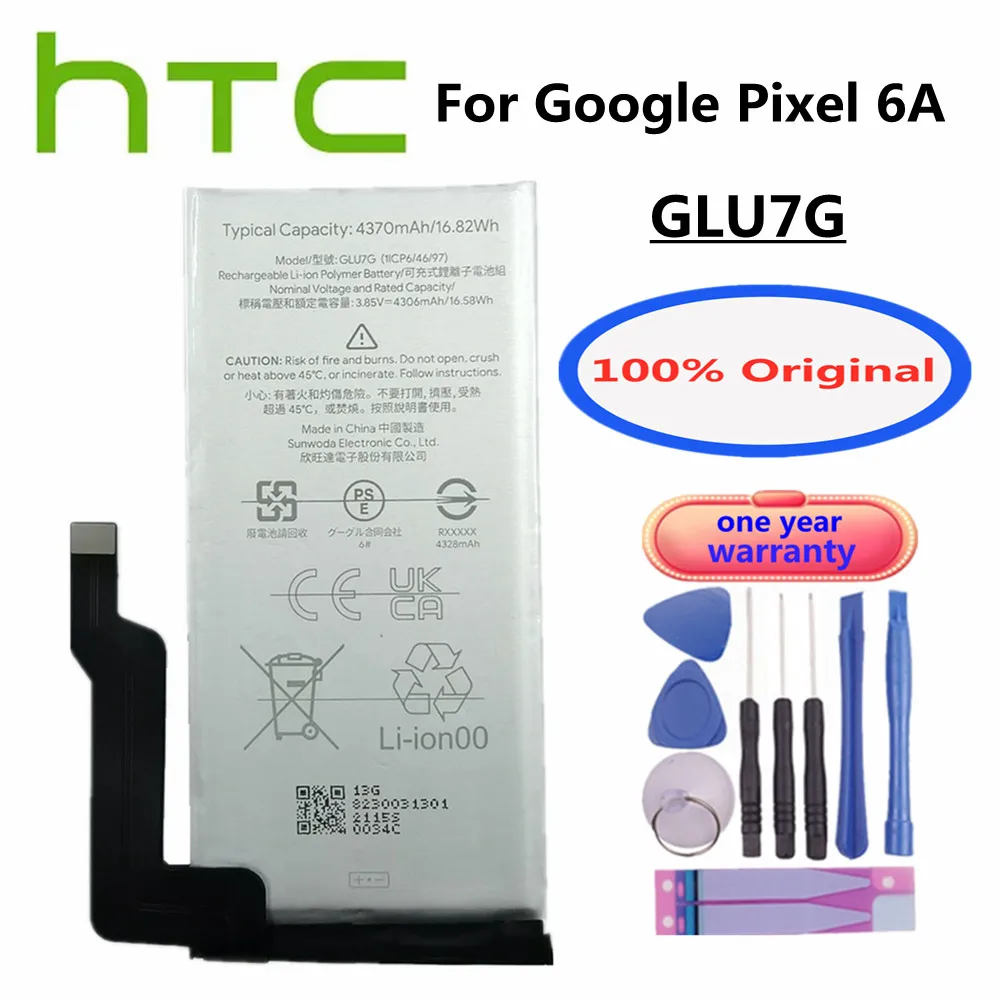 

100% Original GLU7G Mobile Phone Li-Polymer Battery For HTC Google Pixel 6A GLU7G 4370mAh Spare Part Replacement Batteries
