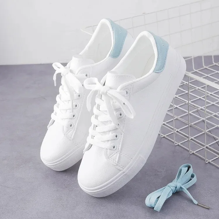 2024 New Women Sneakers Fashion Breathble Vulcanized Shoes Pu Leather Platform Shoes White Lace Up Casual Shoes Zapatos Mujer 3