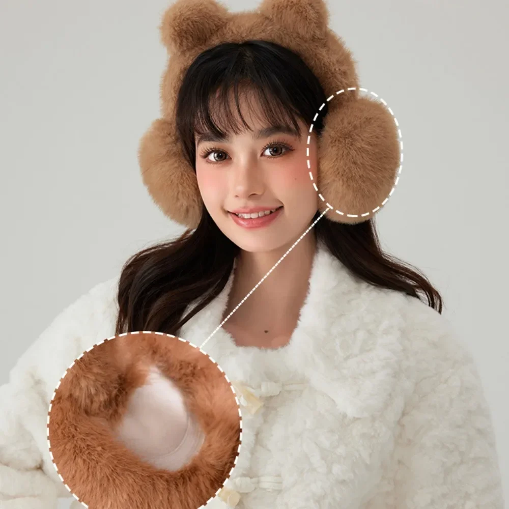 

Plush Warm Earmuffs Cute Bear Ear Muffs Winter Outdoor Keep Warm Earflap Foldable Ear Warmers Women Girls Ear Cover