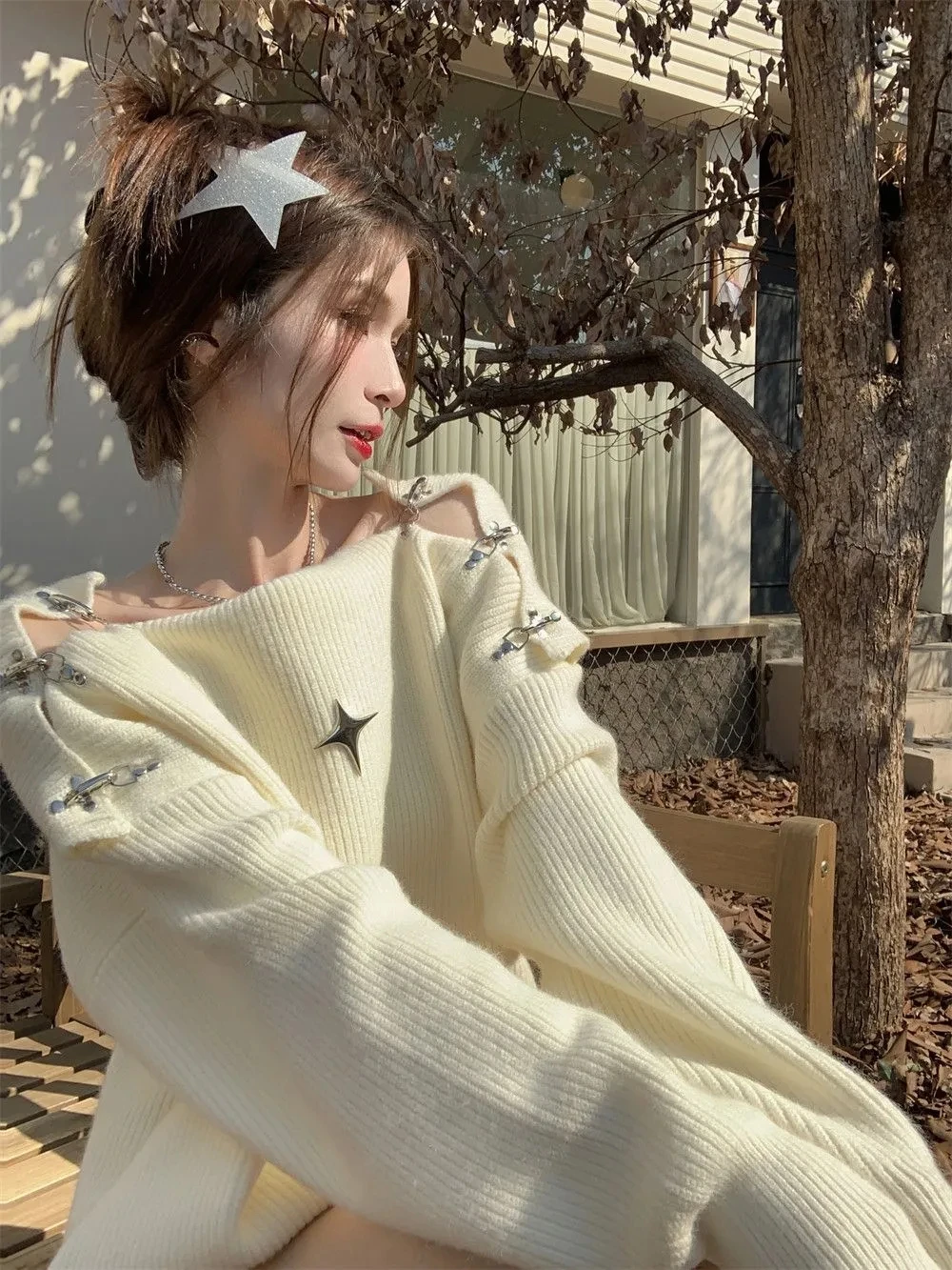 未使用　保管のみSHOULDER SLIT KNIT PULLOVER shoulder slit pullover（ニット/セーター） | CODE A（コード