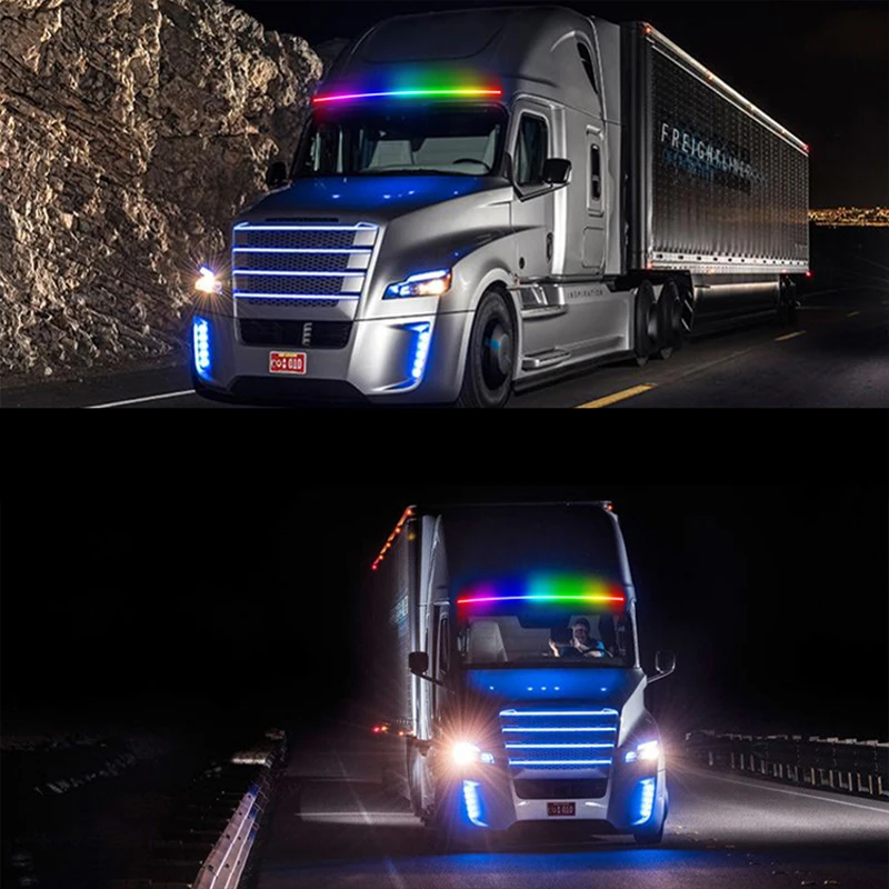 24V camion furgone luci a Led striscia Rgb camion DRL avvertimento guida  barra luminosa sinfonia lampeggiante lampada atmosfera per parti esterne  auto - AliExpress