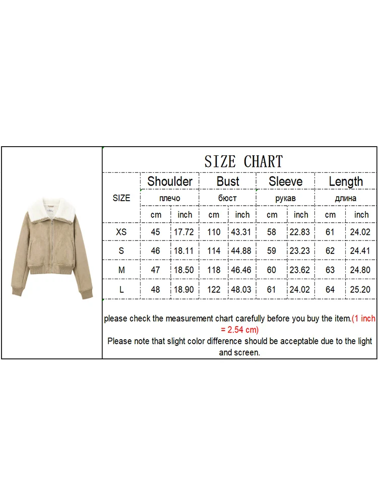 Autumn Winter Women New Suede Lapel Zipper Jacket Fashion Women's Long Sleeve Solid Color Simple Casual Street Short Coat Women