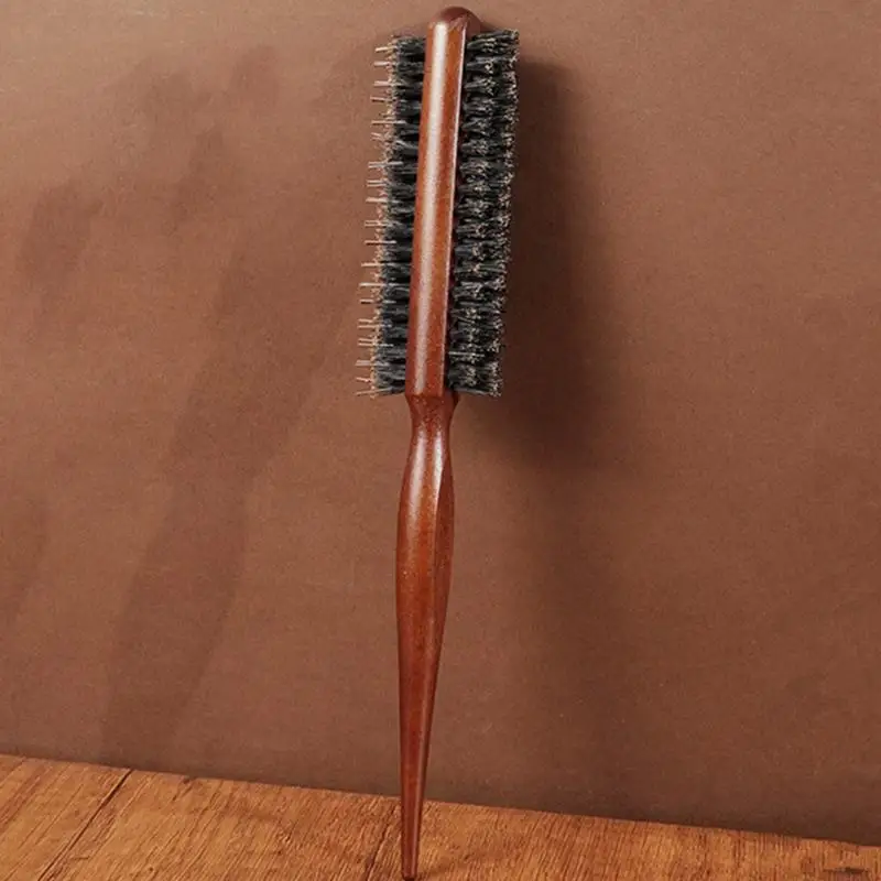 Spazzola per capelli professionale con pettine a denti fini, manico in legno, pettine per massaggio del cuoio capelluto, per parrucche di capelli veri, strumento per lo styling. - immagine 5