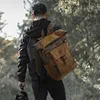 Wax Canvas Backpack genuine leather Outdoor Hiking Bag Waterproof Crazy Horse Leather Men's Bag 1