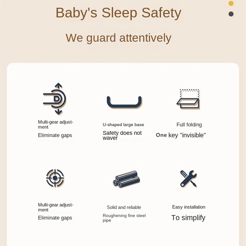1Pcs Children Bed Barrier Fence Safety Guardrail Sleeping Prevent Falling Railings Anti-Fall Baby Crib U-Shaped Base Fully Fold