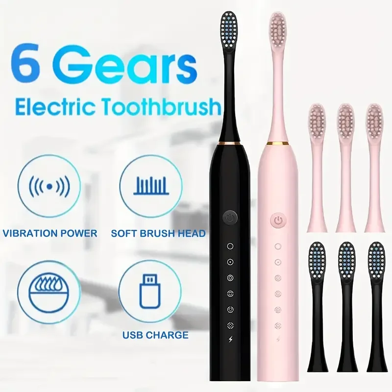 Xiaomi Ultrasonic Toothbrush Six Speed Mode Home Soft Hair USB Charging Waterproof Adult Tooth Cleaner Automatic Couple Set 3