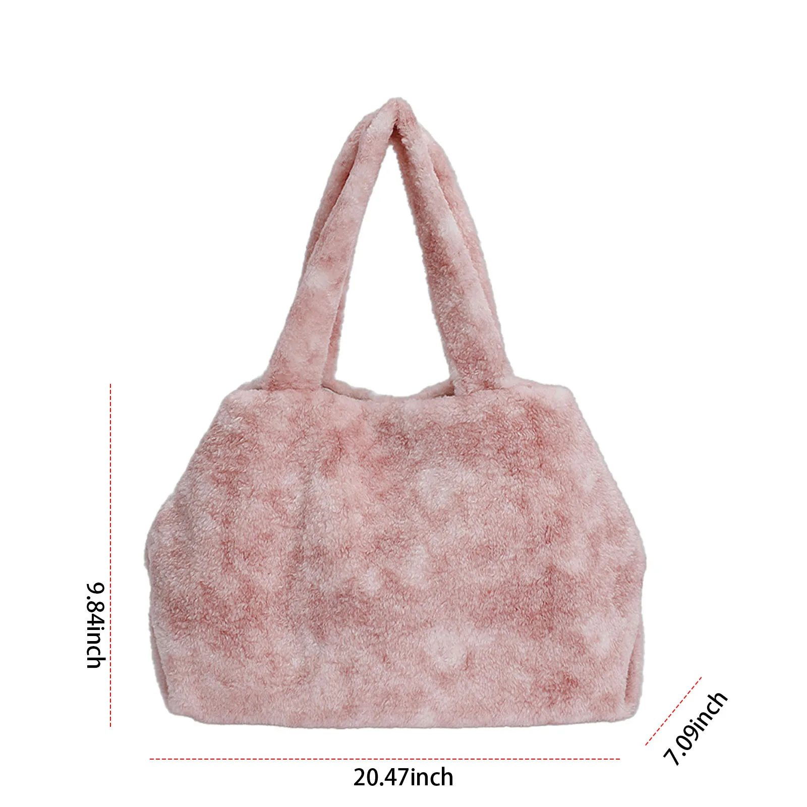 Women Girls Plush Single Shoulder Handbag Underarm Handbag Large Capacity Tote Bag for School Work Daily Use