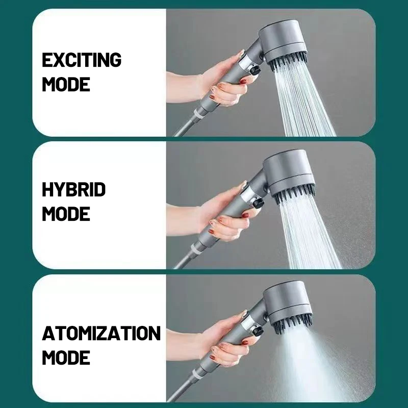 High Pressure Shower Head 3 Modes Adjustable Water Saving One-key Stop Water Massage Nozzel Bathroom Accessories shower head,shower nozzle