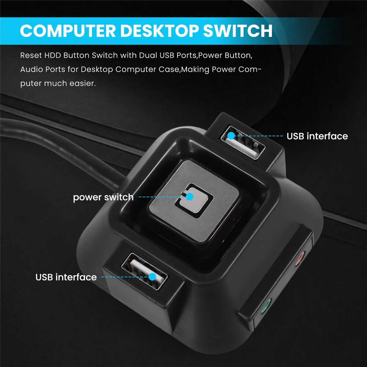 Desktop Computer Case Switch,reset Hdd Button Switch With Dual Usb