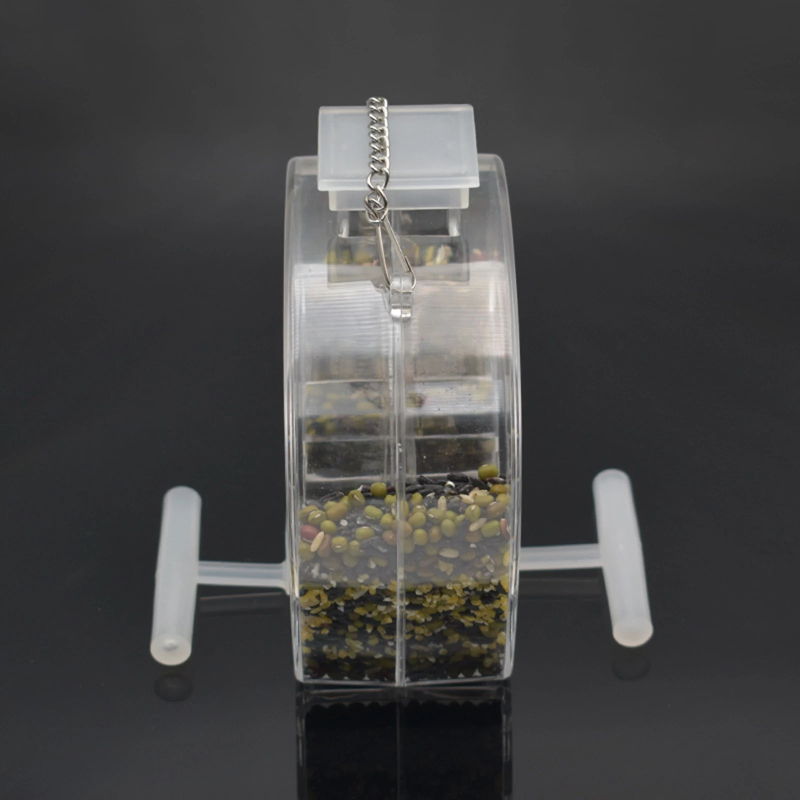 Acrylic Hanging Bird Feeder with Perch Clear with Hanging Chain Birdhouse Food Bowl Bird Feeding for Garden Outdoor Yard Balcony
