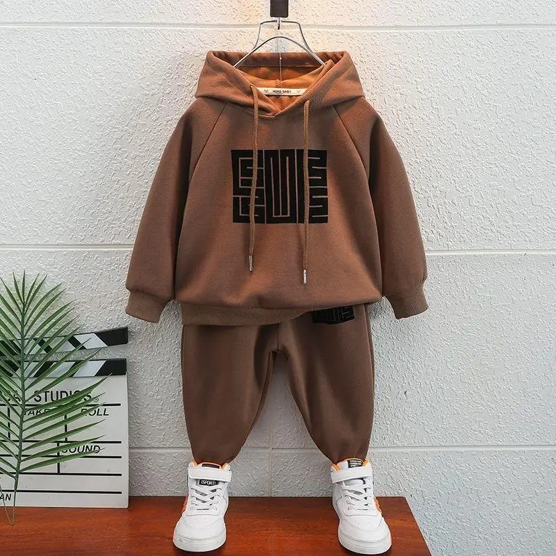 

Boys Hooded Sweatshirt Suit Spring and Autumn New Children Pullover Long Sleeve Sports Children's Autumn Clothing Two-Piece Set