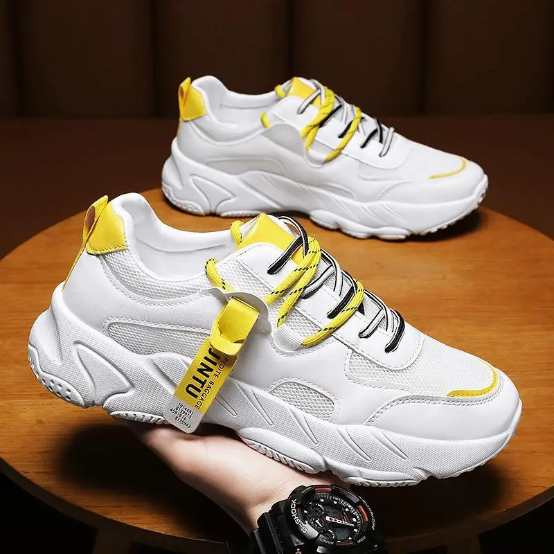 

Men's Shoes Summer Breathable Teen Sneakers Casual Running White Mesh Surface Mesh Shoes Daddy Autumn Tide Shoes