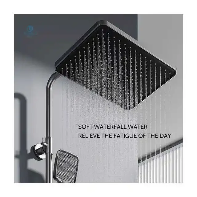 Smart Piano Digital Bathroom Shower Set Quality Brass Hot Cold Shower for Bathroom Fixture Black Digital Piano Shower System 6