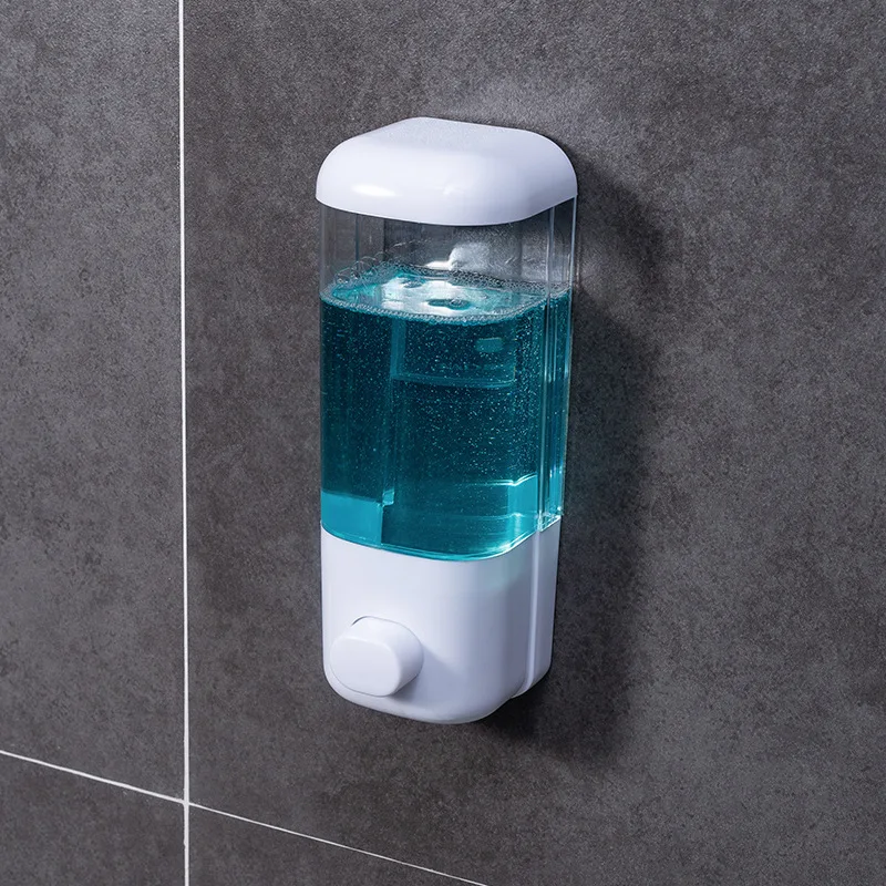 New Bathroom Non-punching Manual Press Soap Dispenser Wall Hanging Traceless Paste Disinfectant Bottle Transparent Divided 4