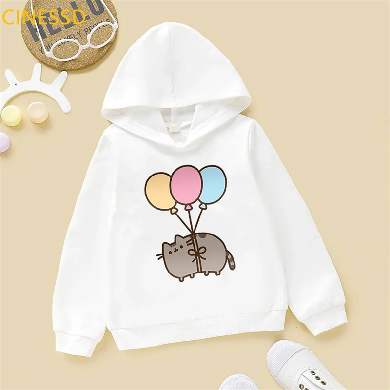 

Fashion Children Hoodie Boy Girls Tops Spring Autumn Leisure Sweatshirr Age 3-12 Toddler Coat Clothing Cat Love Ice Cream print