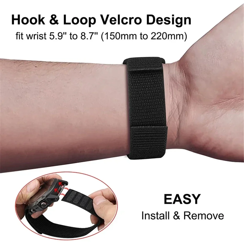 Premium Nylon Hook and Loop Sport Wristband Strap - 26mm, 22mm, 20mm