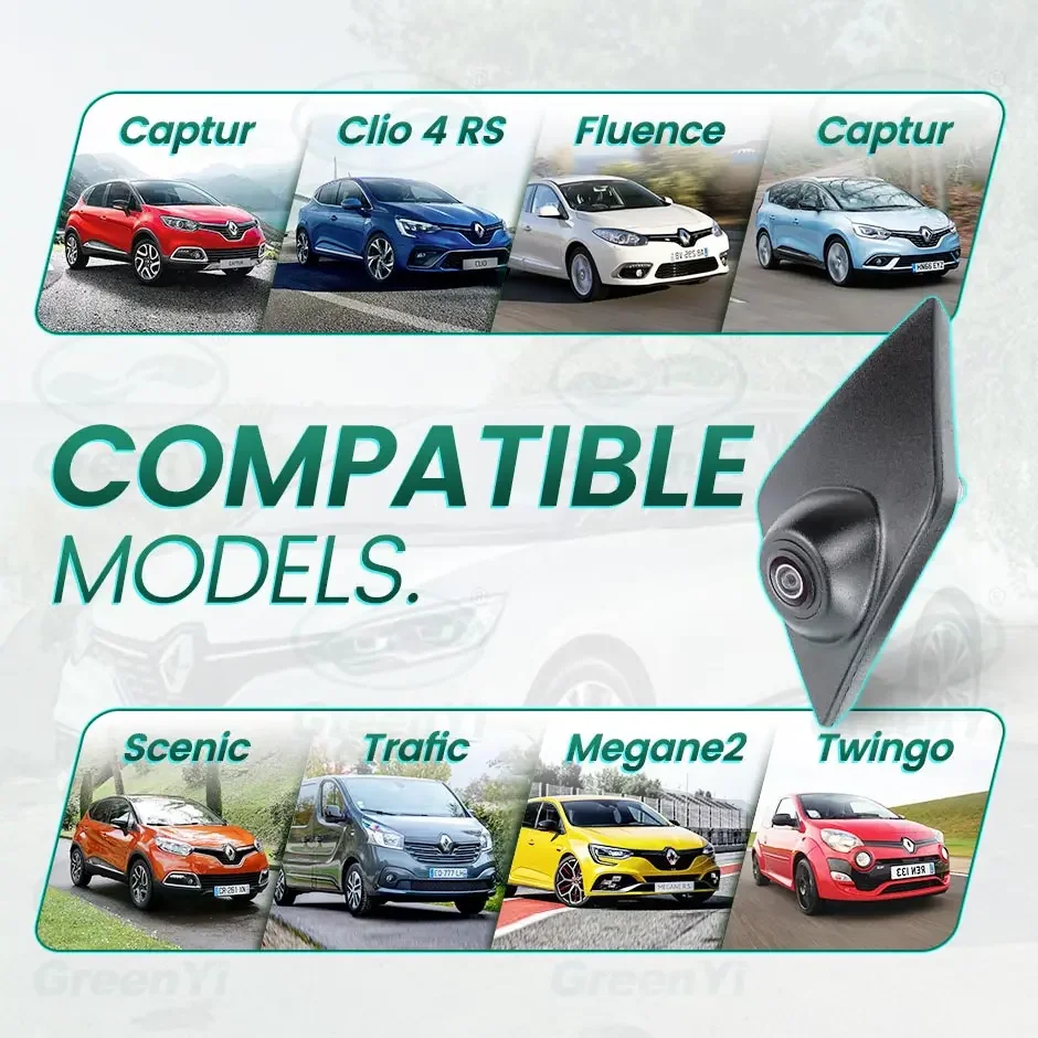 오나이스 AHD 1080P 170 ° Renault Megane 2 Clio 4 RS Master 3 Kadjar Scenic Twingo Fluence Captur Trafic 용 자동차 전면보기 카메라