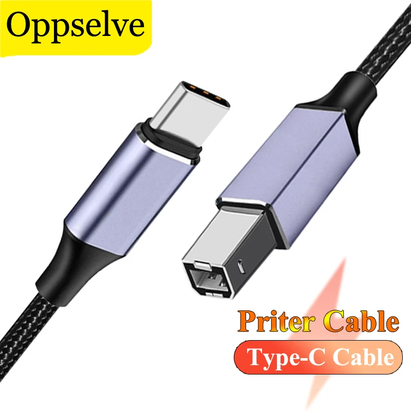 

Type-C Male To USB B Male Extension Cable Nylon Woven Square Port Scanner Printer Wires Data Cord For Mobile Phone Computer iPad